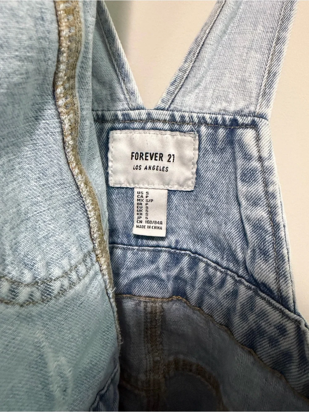 Forever 21 Light Blue Distressed Denim Overall Dress for Kids
